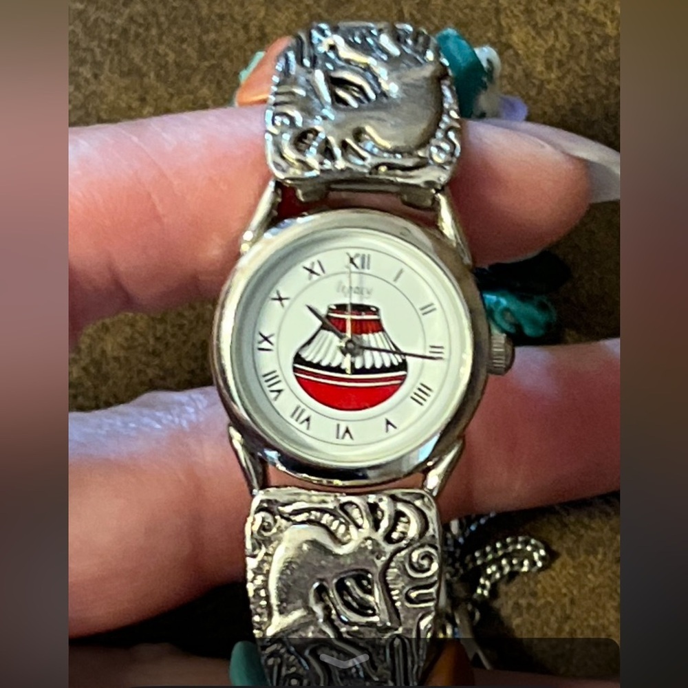 Legacy 3 Strand Stone Bracelet Watch Native detailing Dial